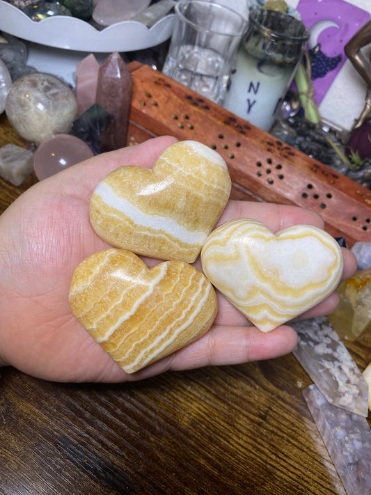 Banded Orange Calcite Hearts